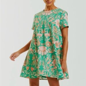 Brand New With Tags Mestiza Cecily Mini Dress In Green And Pink Jaipur Garden XL